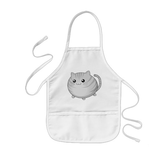 Cute Kawaii gray tabby kitty cat Kinder Schort (Voorkant)