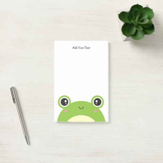 Cute Kawaii Green Frog Persoonlijke tekst Post-it® Notes (Kantoor)