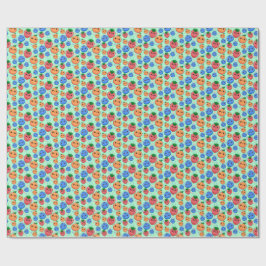 Cute Kawaii Green Orange Blue Fruit Gender Neutral Cadeaupapier