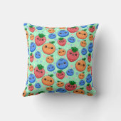 Cute Kawaii Green Orange Blue Fruit Kussen (Achterkant)