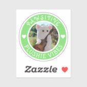 Cute Kawaii Green Pawsitive Plushie Vibes Photo Sticker (Vel)