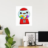 Cute Kawaii Gumball Machine Poster (Thuiskantoor)