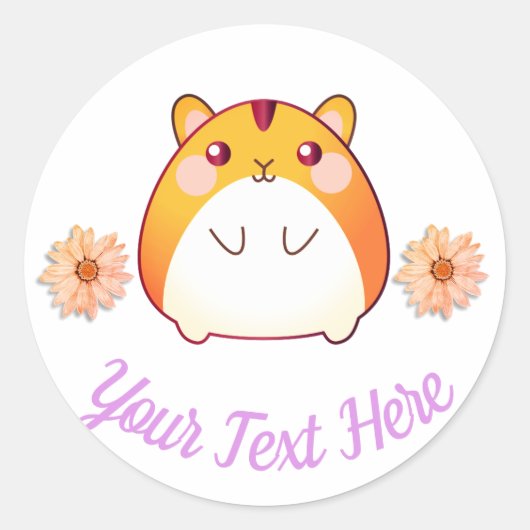 Cute Kawaii Hamster Custom Ronde Sticker (Voorkant)