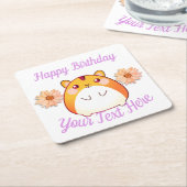 Cute Kawaii Hamster Custom Vierkante Kartonnen Onderzetter (Schuin)