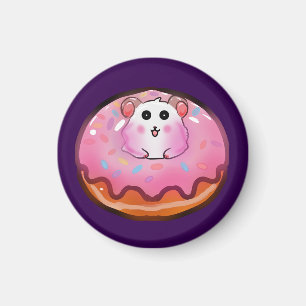 Cute Kawaii Hamster in Roze Glazuur Donut Kunst Magneet