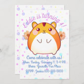 Cute Kawaii Hamster Invitation d'anniversaire (Devant / Derrière)