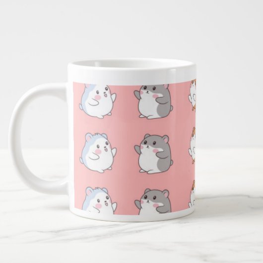 Cute Kawaii Hamster Pattern Coffee Mug - Pink Aest (Gauche)