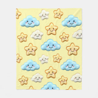 Cute Kawaii Happy Clouds & Stars Pattern Baby Nurs Fleece Deken