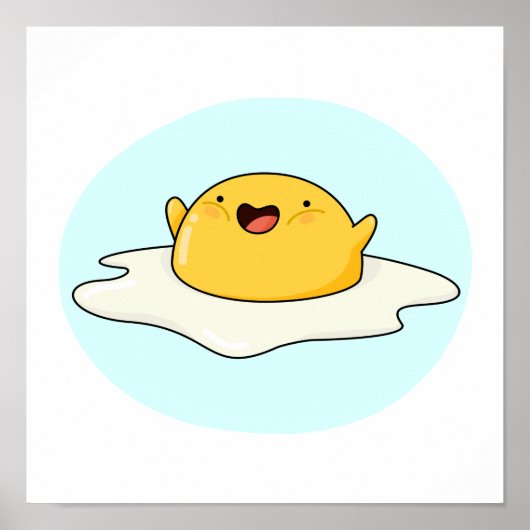 Cute Kawaii Happy Egg Yolk Poster (Voorkant)