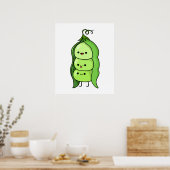 Cute Kawaii Happy Peas Poster (Keuken)