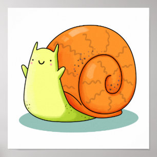 Cute Kawaii Happy Snail Poster