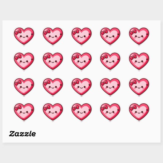 Cute Kawaii Heart Valentine Stickers (Vel)