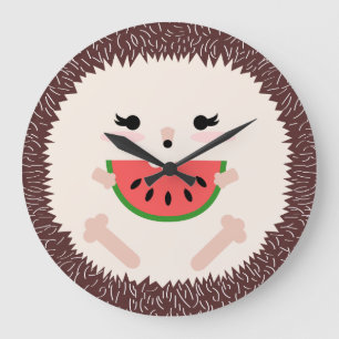 Cute Kawaii Hedegel Eating Watermelon Grote Klok