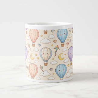 Cute Kawaii Heteluchtballon Naadloos Patroon Extra Grote Beker
