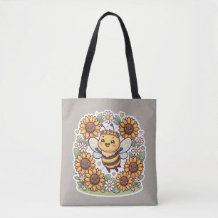 Cute Kawaii Hommeltje Zonnebloem Boodschappentas Draagtas