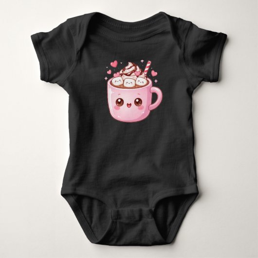 Cute Kawaii Hot Chocolate Mug with Marshmallows Romper (Voorkant)