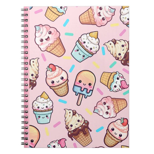 Cute Kawaii Ice Cream Imprimer Journal du Carnet (Devant)