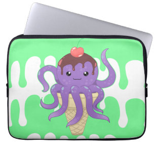 Cute kawaii ijs paarse octopus laptop sleeve