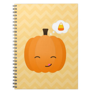 Cute Kawaii Jack o'Lantern en Candy Corn Notitieboek