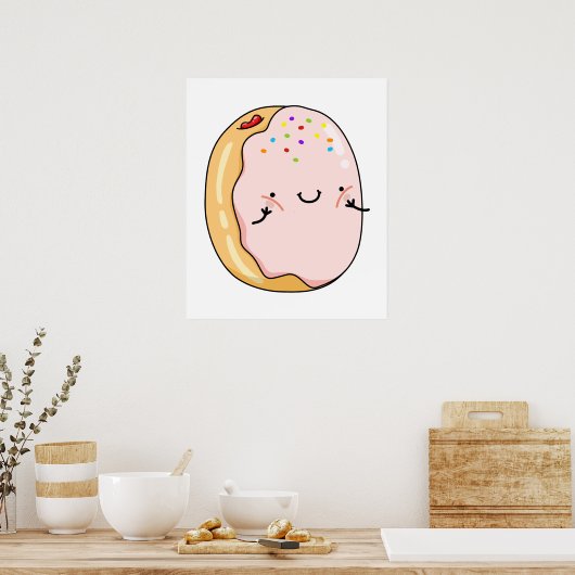 Cute Kawaii Jelly Donut Poster (Keuken)
