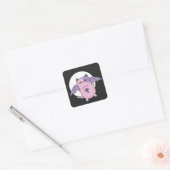 Cute Kawaii Kat Bat Cat Vierkante Sticker (Envelop)