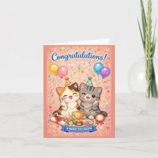 Cute Kawaii Kat Congratulatiekaart Feest Kitten Feestdagen Kaart