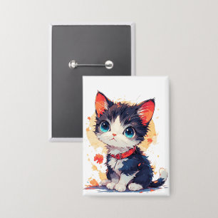 Cute Kawaii Kat voor Kattenliefhebbers  Button