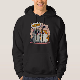 Cute Kawaii Katten Comic Zegt Wow en Hi Pullover