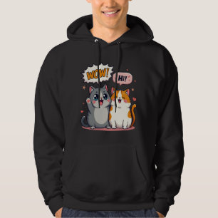 Cute Kawaii Katten Comic Zegt Wow en Hi Pullover