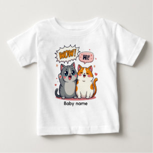 Cute Kawaii Katten Custom Naam Baby Fijne Jersey T