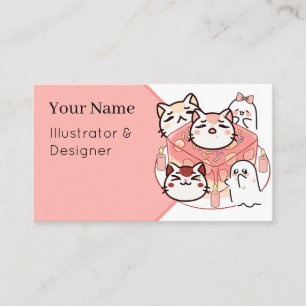 Cute Kawaii Katten en Magisch Gelei Ritueel Visitekaartje