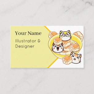 Cute Kawaii Katten en Tofu Kom Visitekaartje