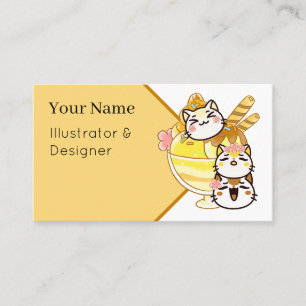 Cute Kawaii Katten met een Reusachtige Ijscoup Sun Visitekaartje