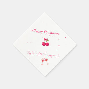 Cute Kawaii Kersen Koppel Roze & Rode Trouw  Servet