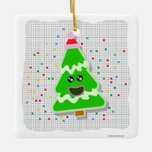 Cute Kawaii kerstboom Cartoon Keramisch Ornament