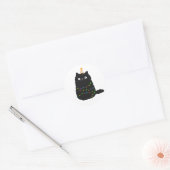Cute Kawaii-kerstkat Ronde Sticker (Envelop)