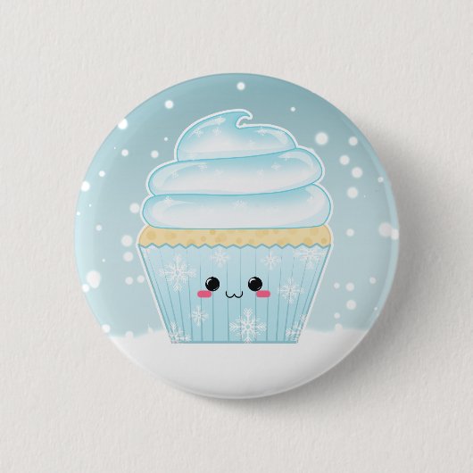 Cute Kawaii Kerstmis Snowflake cupcake Ronde Button 5,7 Cm (Voorkant)