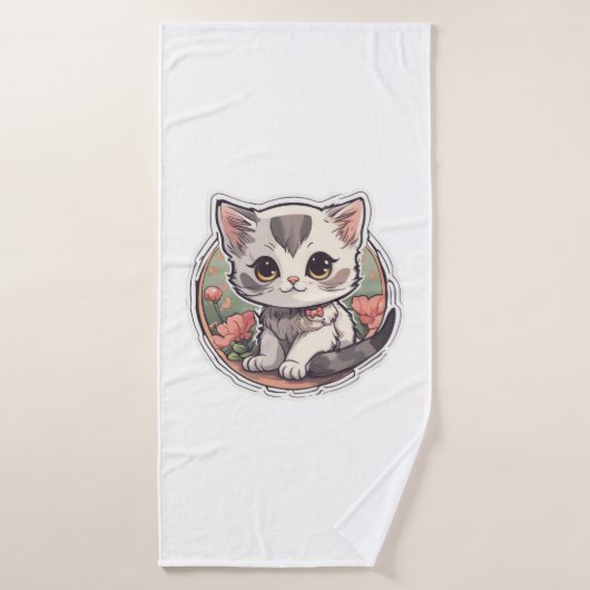Cute Kawaii Kitten (Serviette de bain)