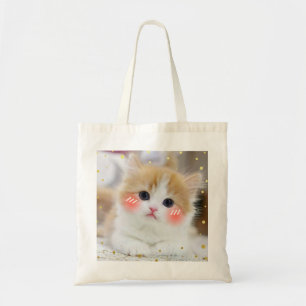 Cute Kawaii Kitten Blush Face Tote Tas