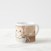 Cute Kawaii Kitten Coffee Mug | Adorable Cat Lover Espresso Kop (Voorkant rechts)