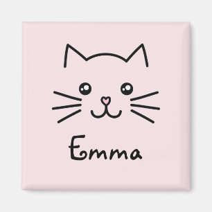 Cute Kawaii Kitten Kat Face met roze hartslag Magneet
