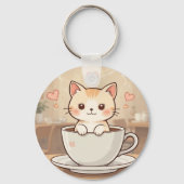 Cute Kawaii Kitten Keychain | keyring-gift idea  (Voorkant)