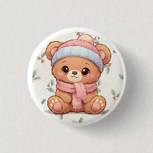 Cute Kawaii Knuffelbeer Winter Knop