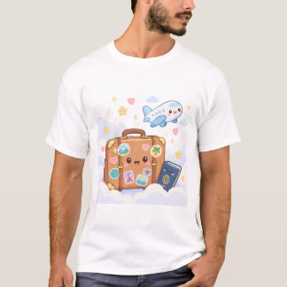Cute Kawaii Koffer Paspoort Reis Stickers T-shirt