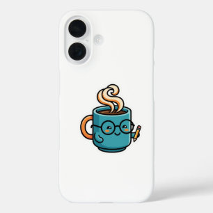 Cute Kawaii Koffiekop Draagt Leesbril Sma iPhone 16 Hoesje