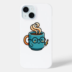 Cute Kawaii Koffiekop Draagt Lezende BrilSticker