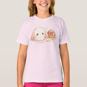 Cute Kawaii Konijn Aardbeien Picknick T-shirt