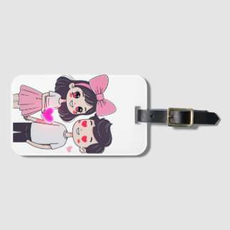 Cute Kawaii Koppel Illustratie Bagagelabel