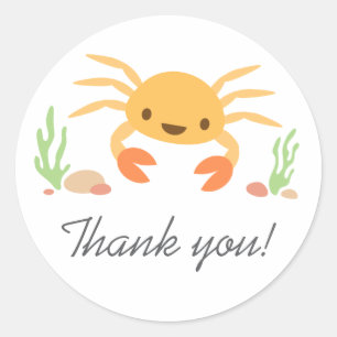 Cute kawaii krab animal cartoon bedankt dankjewel ronde sticker