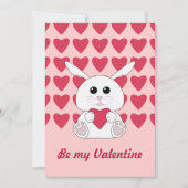 Cute Kawaii lapin blanc Valentines Invitation de c (Devant)